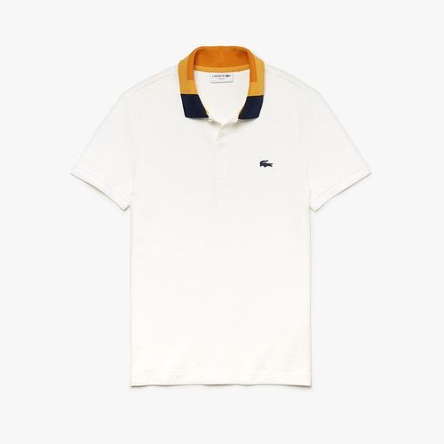 Áo Nam Lacoste Slim Fit Colourblock Collar Cotton Piqué Polo Shirt – Màu Trắng
